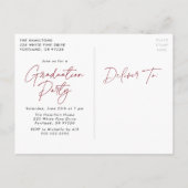 Afstudeerfeest Burgundy Script Klas van 2026 Uitnodiging Briefkaart (Achterkant)
