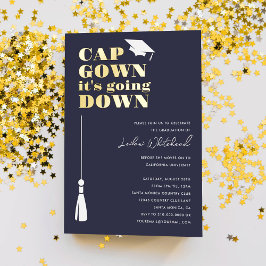 Afstudeerfeest Cap Gown it's Going Down Navy Folie Uitnodiging