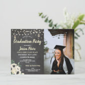 Afstudeerfeest Chalk Jars Rustic Fireflies Foto Kaart (Staand voorkant)