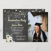 Afstudeerfeest Chalk Jars Rustic Fireflies Foto Kaart (Voorkant / Achterkant)