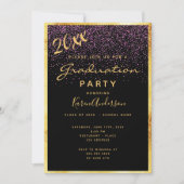 Afstudeerfeest chic zwart confetti goud 2025 kaart (Voorkant)