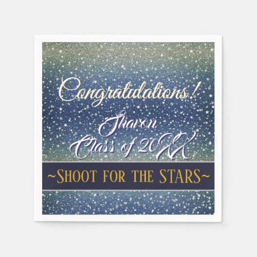 afstudeerfeest | Denim Stars Sky Blue Galaxy Servet (Voorkant)