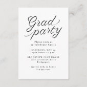 Afstudeerfeest eenvoudig zwart-wit informatiekaartje (Voorkant)