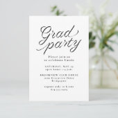 Afstudeerfeest eenvoudig zwart-wit informatiekaartje (Staand voorkant)