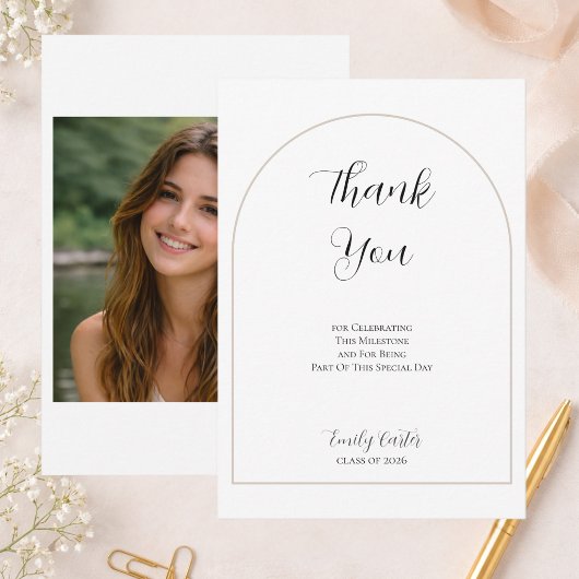 Afstudeerfeest  | Elegante Script Bedankkaart