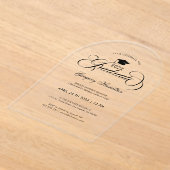 Afstudeerfeest Elegante Zwarte Script Typografie Acryl Uitnodigingen (Laagn)