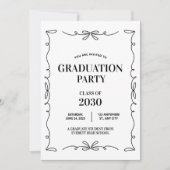 Afstudeerfeest Elegante Zwarte Zwarte Strik Grad Kaart (Voorkant)