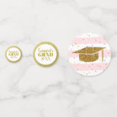 Afstudeerfeest Foto Gouden Glitter Roze Tafel Confetti (Voorkanten)