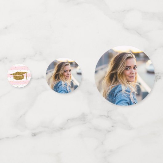 Afstudeerfeest Foto Gouden Glitter Roze Tafel Confetti (Achterkanten)