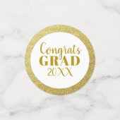 Afstudeerfeest Foto Gouden Glitter Roze Tafel Confetti (Kleine voorkant)