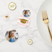 Afstudeerfeest Foto Gouden Glitter Roze Tafel Confetti (Groep)