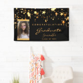 Afstudeerfeest foto zwart gouden sterren 2025 spandoek (Insitu)