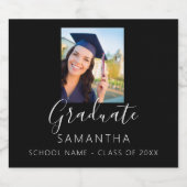 Afstudeerfeest foto zwart wit 2025 sparkling wijnetiket (Enkel label)