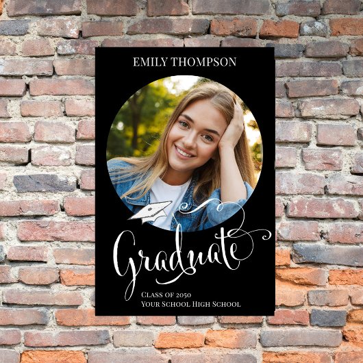 Afstudeerfeest Foto Zwart-wit Custom Poster