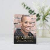 Afstudeerfeest Fotoaankondiging Goud & Zwart Kaart (Staand voorkant)