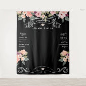 Afstudeerfeest Fotocabine Waterverf Floral Wandkleed (Voorkant)