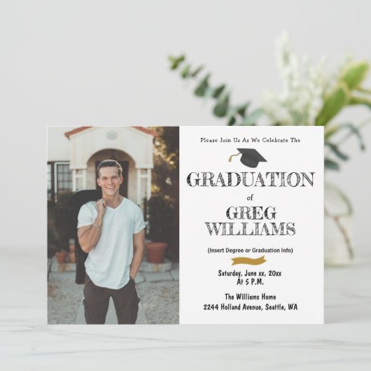 Afstudeerfeest Fotouitnodiging Kaart (Staand voorkant)