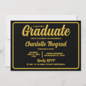 Afstudeerfeest Gefeliciteerd Black Gold Foto Kaart (Achterkant)