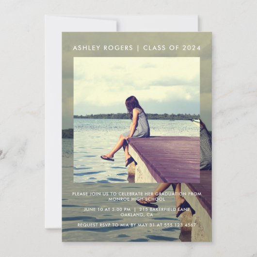 Afstudeerfeest gelaagde foto-uitnodiging kaart (Voorkant)