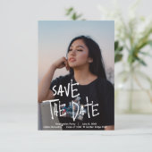 Afstudeerfeest Gepersonaliseerd Save the Date Kaar Bedankkaart (Staand voorkant)