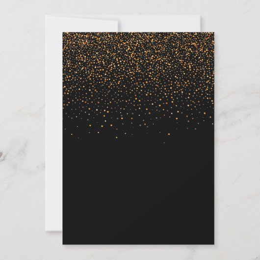 Afstudeerfeest glam zwart confetti goud kaart (Achterkant)