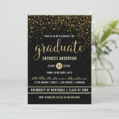 afstudeerfeest | Glinsterende gouden Confetti Kaart (Staand voorkant)