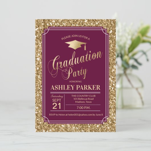 Afstudeerfeest - Gold Bourgogne Kaart (Staand voorkant)