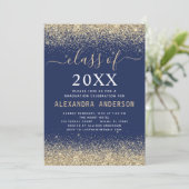 Afstudeerfeest Gold Navy Blue Class van 2025 Kaart (Staand voorkant)