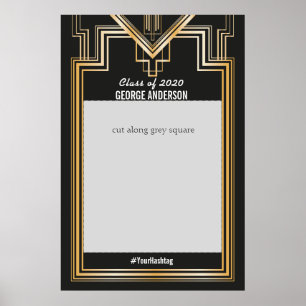 Afstudeerfeest Goud en zwart fotohokje frame Poster