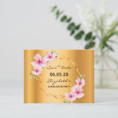 Afstudeerfeest goud roze bloemen geometrisch briefkaart (Staand voorkant)