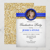 Afstudeerfeest - Goud Wit Koninklijk Blauw - Foto Kaart (Voorkant / Achterkant)