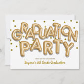 Afstudeerfeest gouden ballonnen kaart (Voorkant)