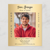 Afstudeerfeest gouden foto 2025 uitnodiging (Voorkant)