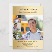 Afstudeerfeest gouden fotocollage kaart (Voorkant)