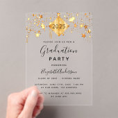 Afstudeerfeest gouden sterren pet topper duidelijk acryl uitnodigingen (Insitu (Draagbaar))