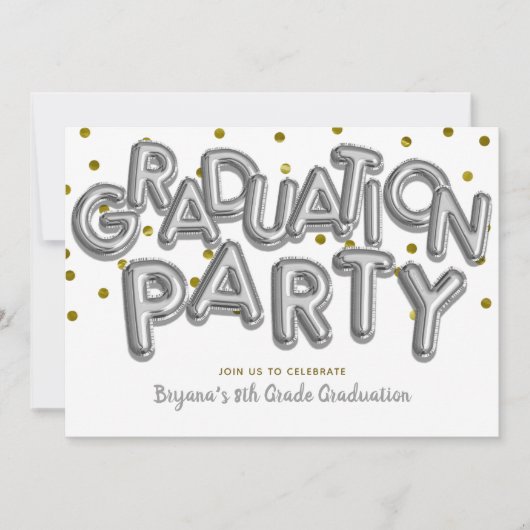 Afstudeerfeest Gouden Zilveren Ballonnen Viering Kaart (Voorkant)