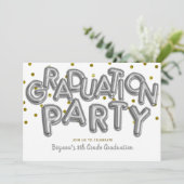 Afstudeerfeest Gouden Zilveren Ballonnen Viering Kaart (Staand voorkant)