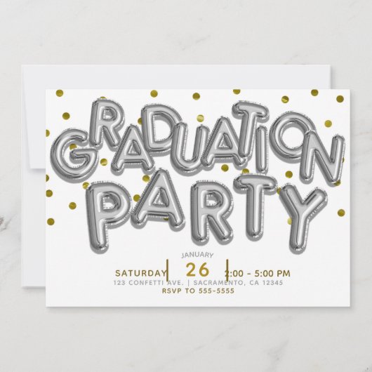 Afstudeerfeest Gouden Zilveren Ballonnen Viering Kaart (Achterkant)