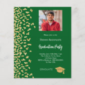 Afstudeerfeest groen goud foto uitnodiging (Voorkant)