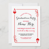 Afstudeerfeest Harten Spelen Kaart Vegas Uitnodige (Voorkant)