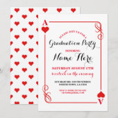 Afstudeerfeest Harten Spelen Kaart Vegas Uitnodige (Voorkant / Achterkant)