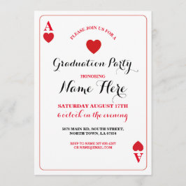 Afstudeerfeest Harten Spelen Kaart Vegas Uitnodige