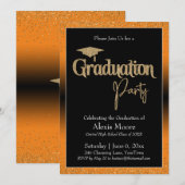 Afstudeerfeest Helder Sinaasappel Ombre Confetti Kaart (Voorkant / Achterkant)