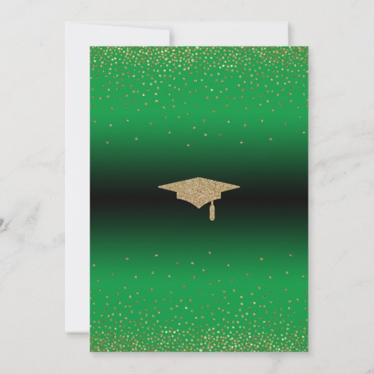 Afstudeerfeest Heldergroen Ombre Confetti Kaart (Achterkant)