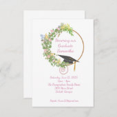 Afstudeerfeest in de tuin, in het roze kaart (Voorkant / Achterkant)