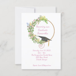 Afstudeerfeest in de tuin, in het roze kaart