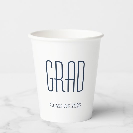 Afstudeerfeest Klasse van 2025 Minimalist Papieren Bekers (Voorkant)
