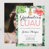 Afstudeerfeest Luau Ananas Tropische Uitnodiging (Voorkant / Achterkant)