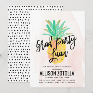 Afstudeerfeest Luau Tropical Pineapple Party Kaart