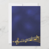 Afstudeerfeest marine blauw muziek goud 2025 kaart (Achterkant)